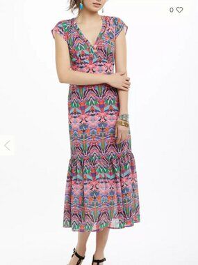 Anthropologie Vanessa Virginia Mural Maxi Dress Sz. 4